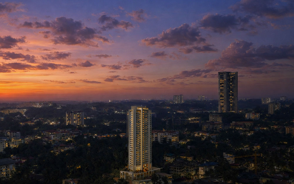 Contemporary residential exterior at Vajra Infinity